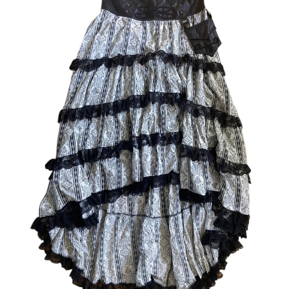 Lip Service Emporium Gothic Steampunk Lace High-Low Maxi Skirt Tiered XXL - Picture 7 of 11